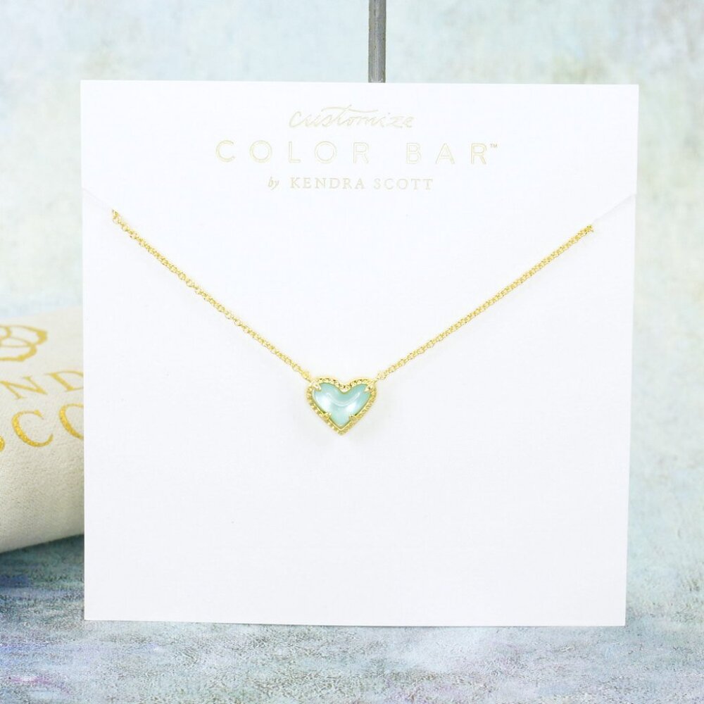 Kendra Scott Ari Heart Light Blue Illusion necklace Gold Plated March
